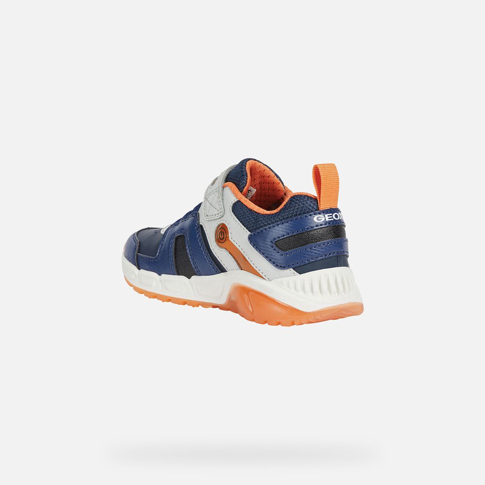 Basket Geox Spaziale - Bleu Marine/Orange - Garcon 261378-MZW